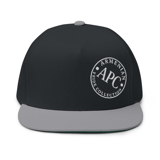 Tilted Logo Embroidered Flat Bill Cap