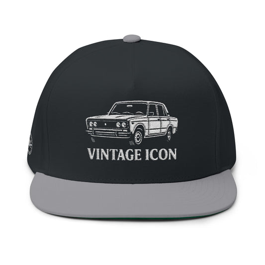 Vintage Icon Embroidered Flat Bill Cap