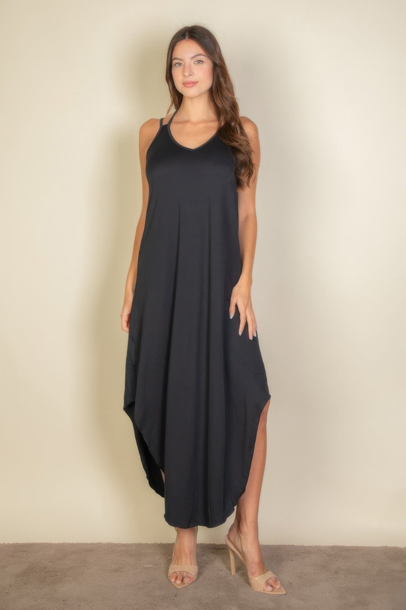 loose cami dress Rafferiza Adjustable Strap Loose White Long Cami Dress For Women Maxi Women Outfit