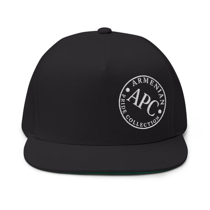 Tilted Logo Embroidered Flat Bill Cap