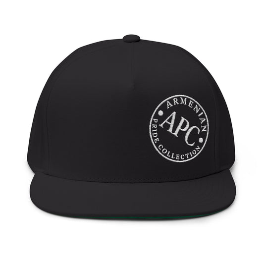 Tilted Logo Embroidered Flat Bill Cap
