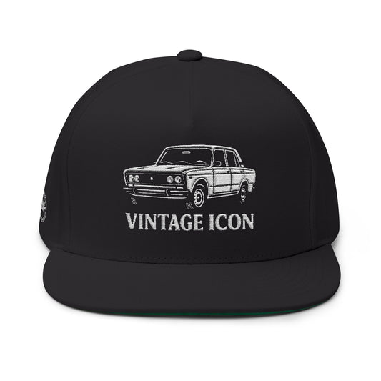 Vintage Icon Embroidered Flat Bill Cap