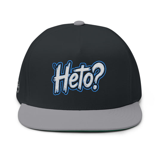 Heto? Embroidered Flat Bill Cap