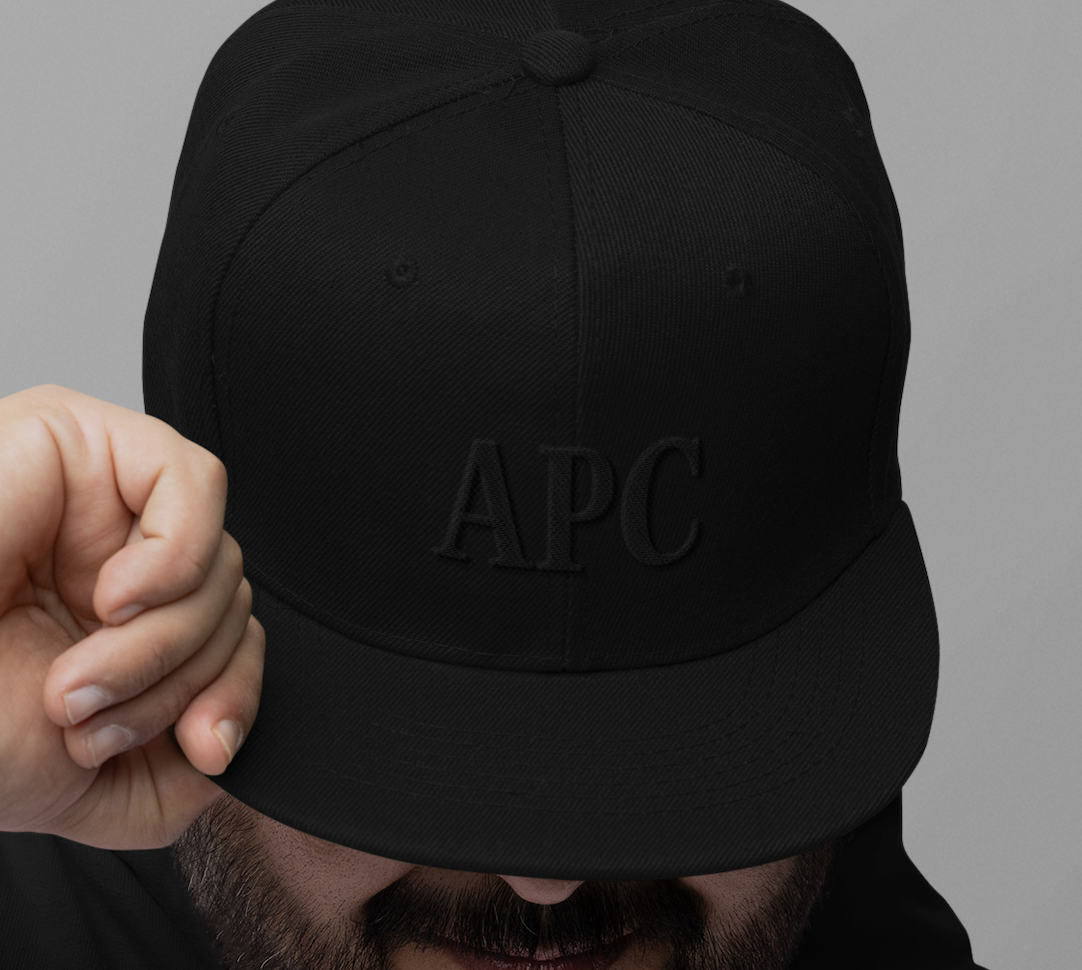 Black-on-Black APC Embroidered Flat Bill Cap